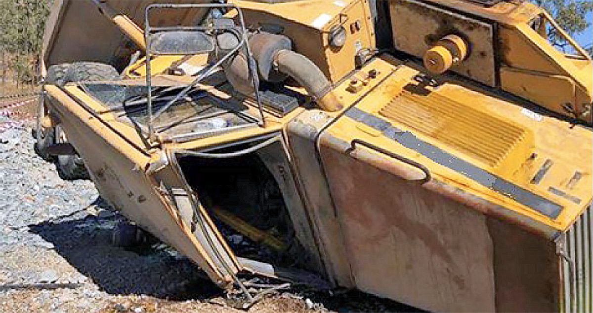 Overturned dump truck